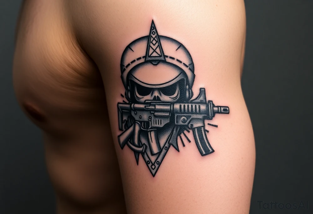 Combat marine veteran tattoo idea