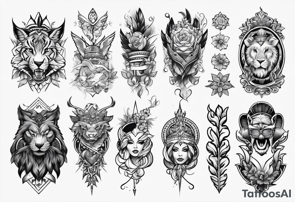 Flash sheet multiple designs tattoo idea