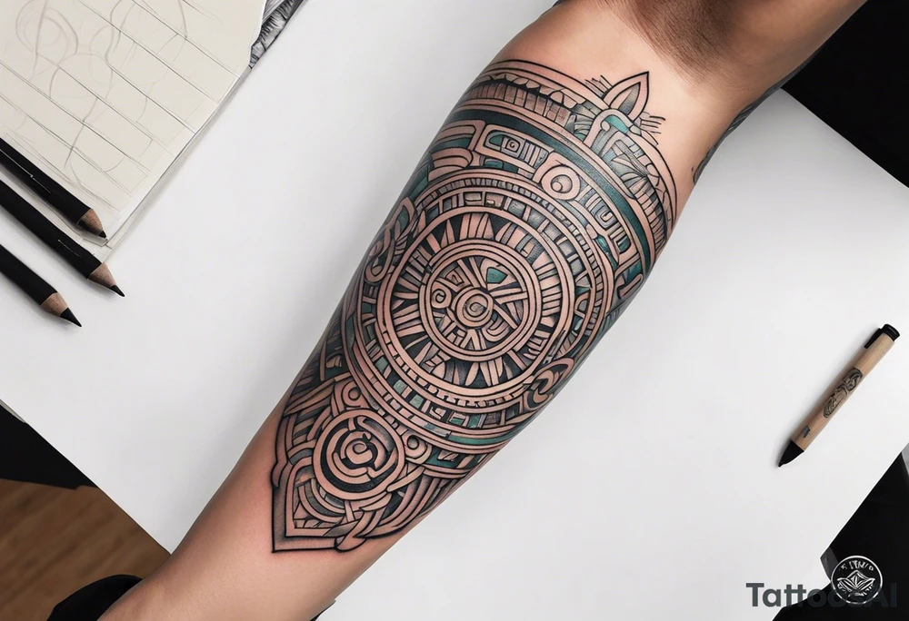 Mayan Symbol on knee tattoo idea
