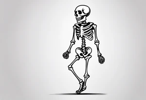walking happy skeleton tattoo idea
