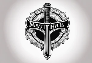 The symbol of Matthias a open Bible and a battle Axe tattoo idea
