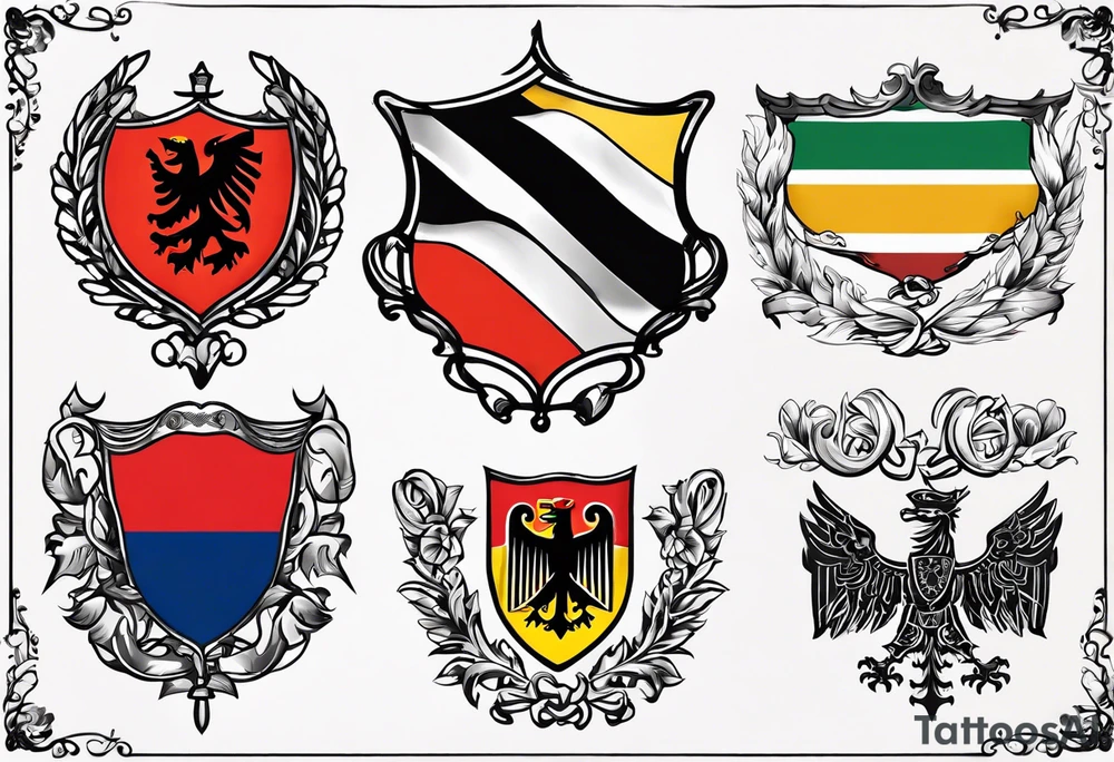 flags of germany, czech republic, wales, northern ireland and bohemia tattoo idea