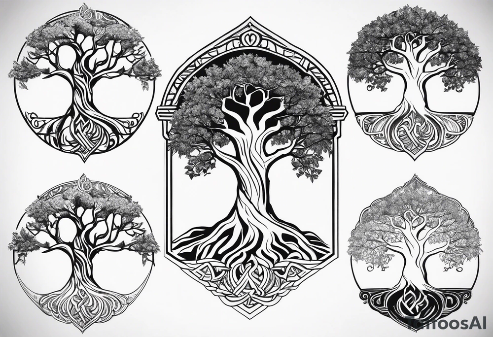 Realistic Horse and Yggdrasil tree tattoo idea