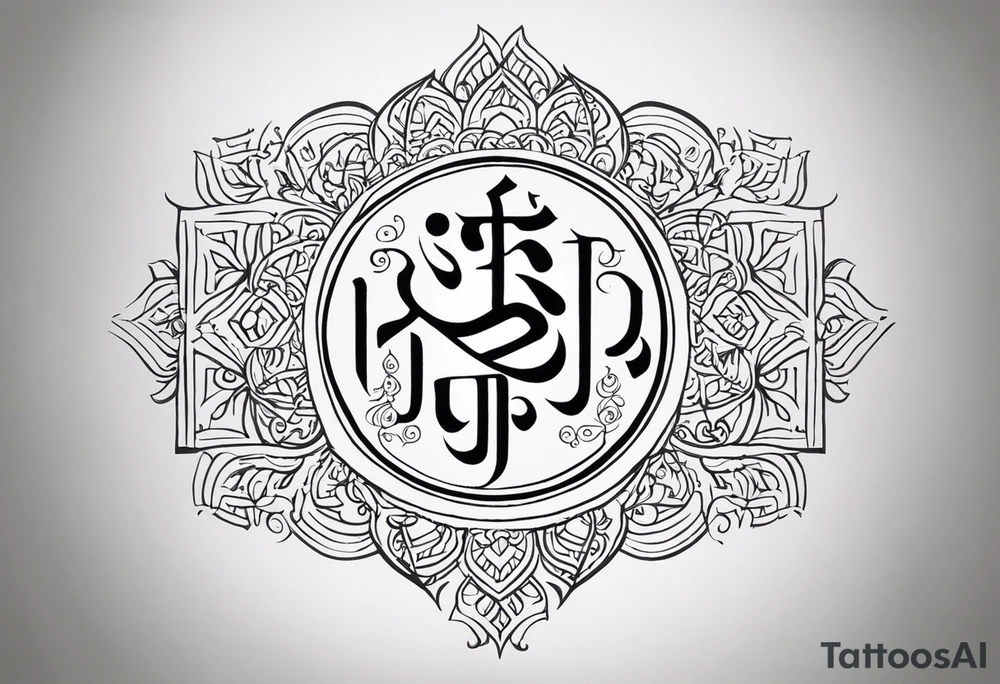 Tattoo ਨਿਰਭਉ ਨਿਰਵੈਰ written in Gurmukhi written text. Add fire and heart to symbolize strength and love tattoo idea