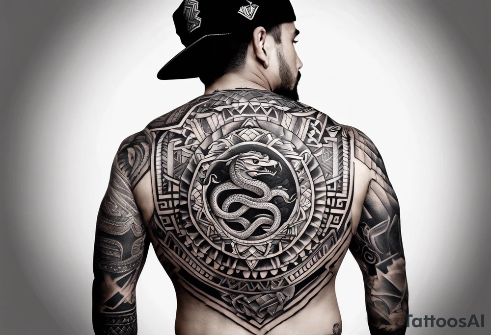 aztec snake sleeve tattoo idea