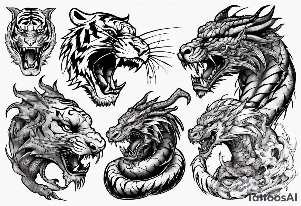 tiger fights dragon tattoo idea