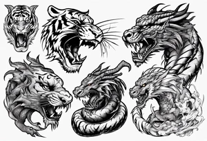 tiger fights dragon tattoo idea
