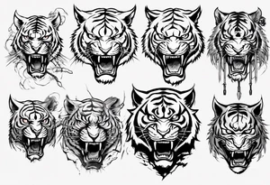 katana daemon tiger head tattoo idea