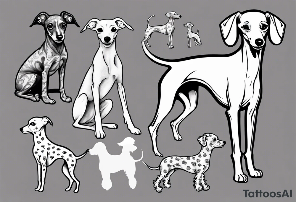 Italian greyhound and poodle tattoo idea
