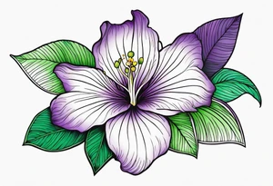An outline of a rio dipladenia flower with a green and purple background tattoo idea
