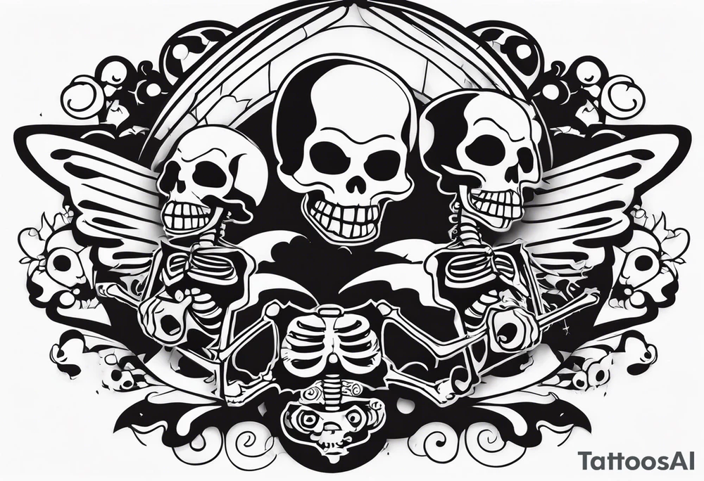 System of the down tattoo with Skeltons tattoo idea