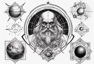 Occult esoteric, atlas with black-cube of saturn upon his back tattoo idea