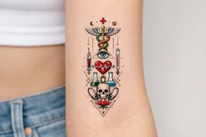 Now, based on the picture I've liked, make it 3 times taller, and add medical theme tattoo idea