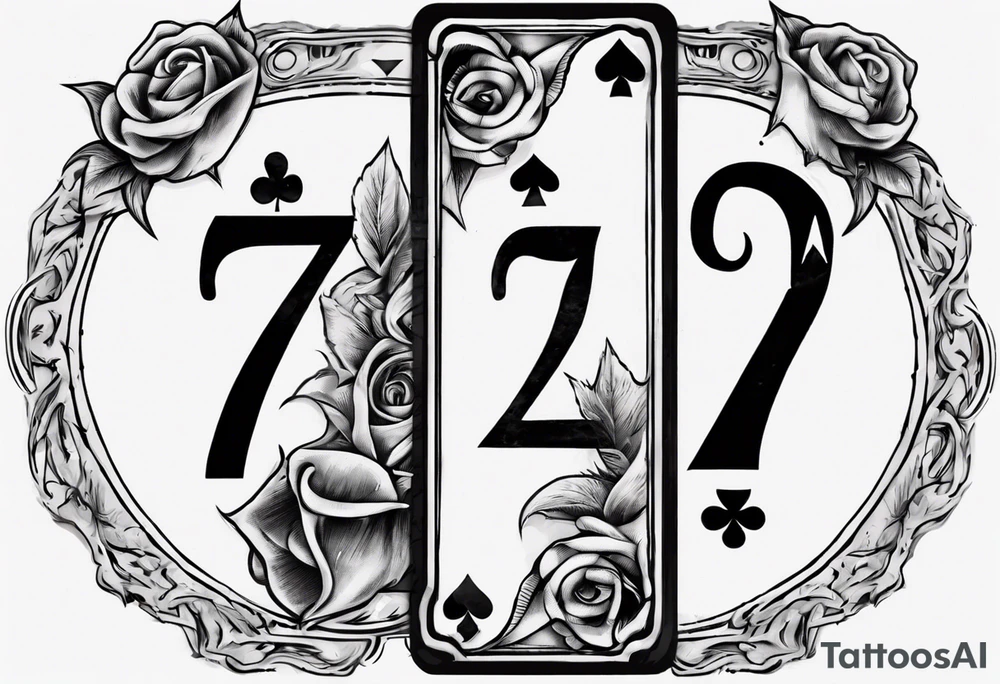 Number 7 and number 2 poker card, most outward facing card has a small grave on it tattoo idea