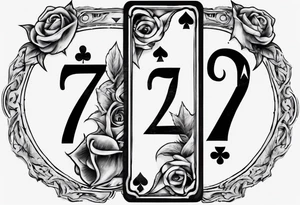 Number 7 and number 2 poker card, most outward facing card has a small grave on it tattoo idea