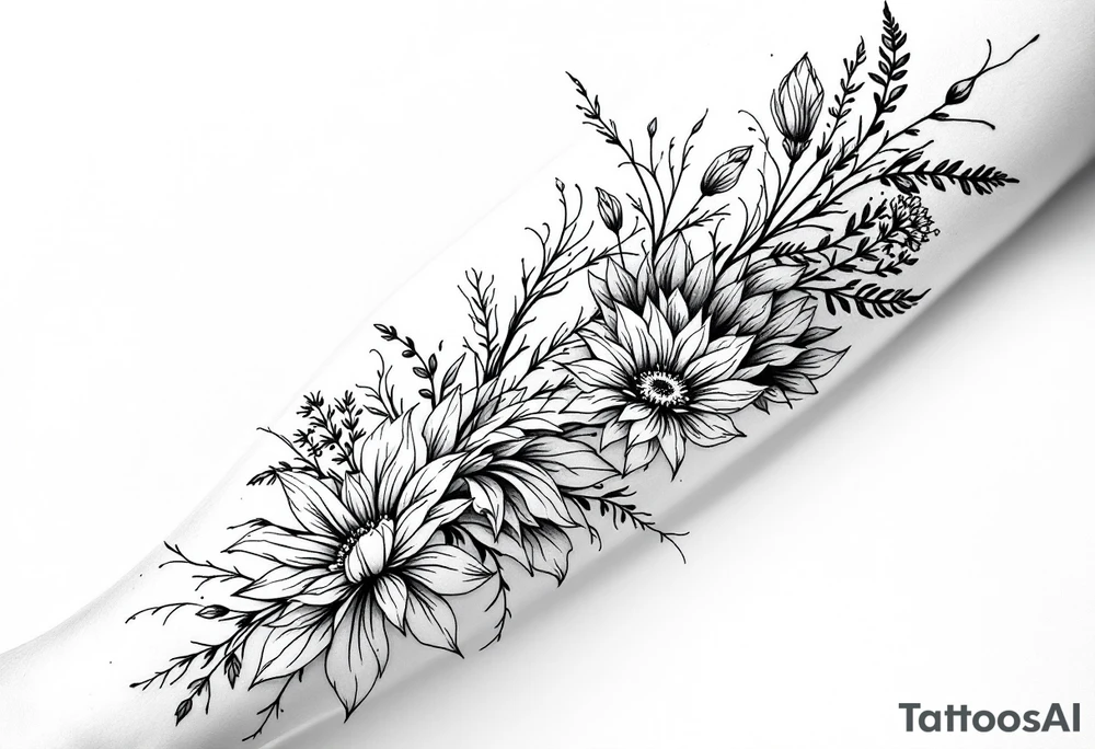 Лилии и размытые линии tattoo idea