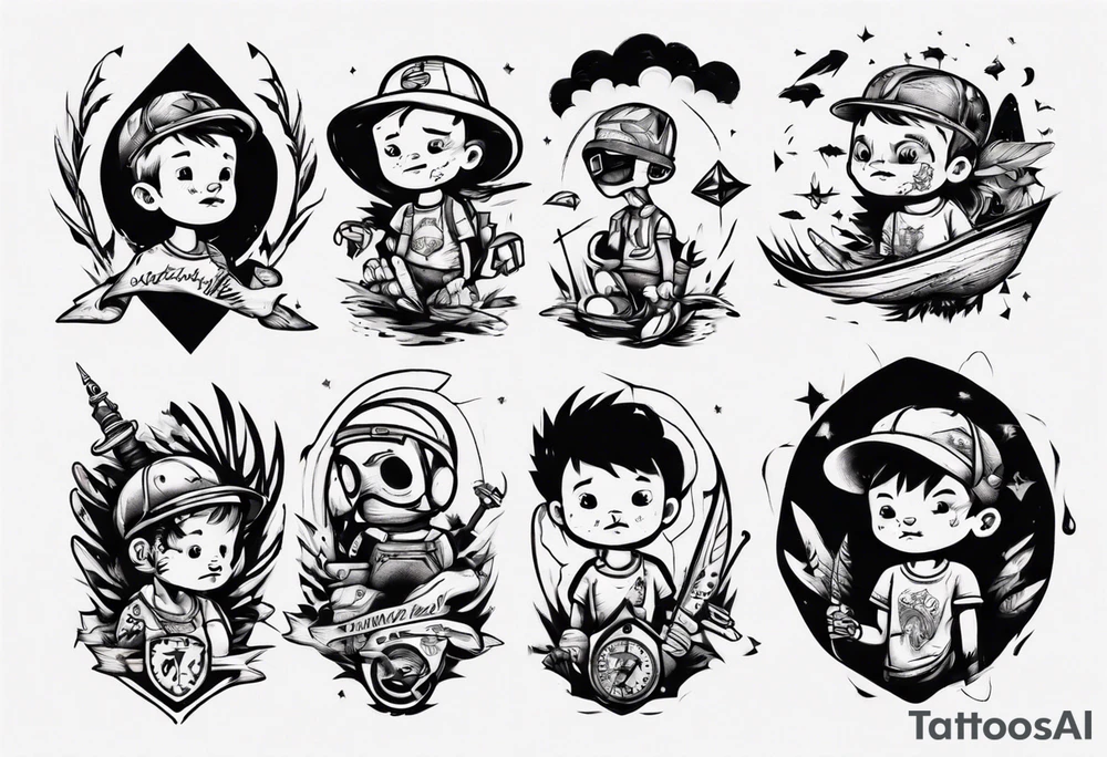 Adventurous kid tattoo idea