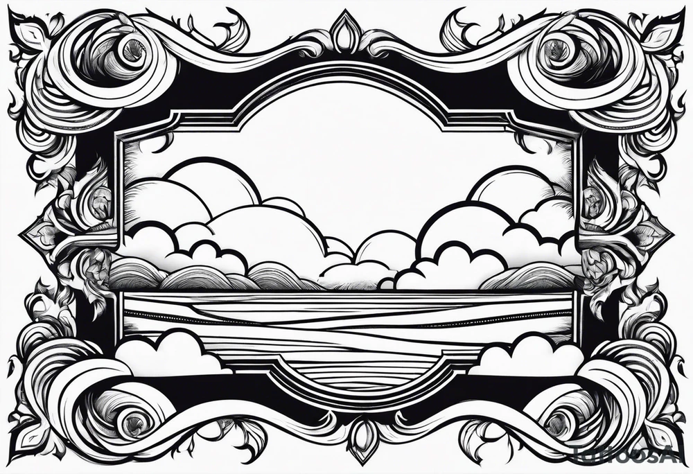 clouds swirl frame vignette tattoo idea