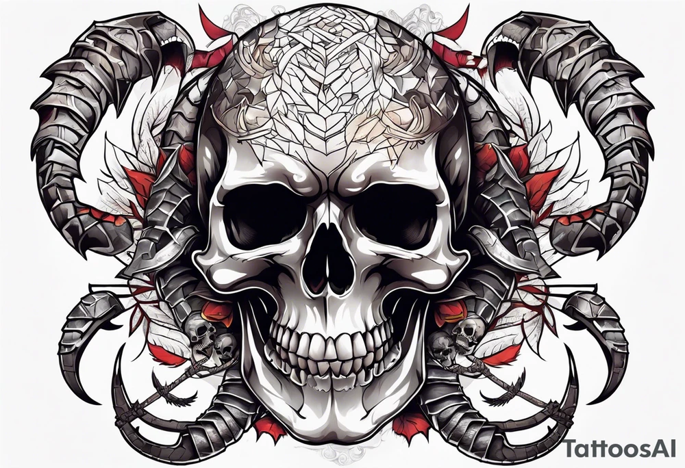 Skull tattoo with large scorpions tattoo idea