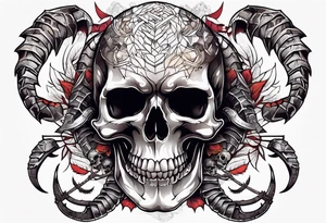 Skull tattoo with large scorpions tattoo idea