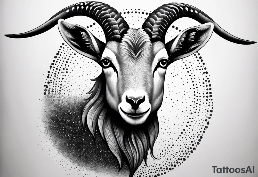 Headshot of Capricorn goat tattoo idea