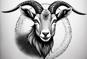 Headshot of Capricorn goat tattoo idea