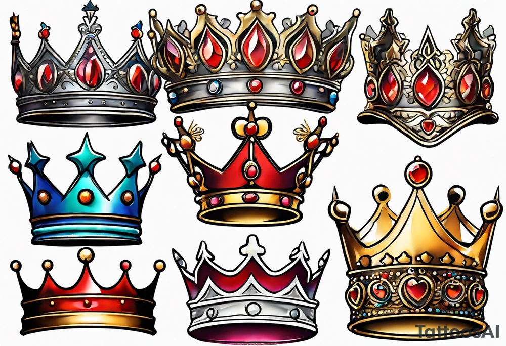 his and her crowns. Crowns only. Simplistic and detailed. fine lines tattoo idea