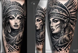 I'd like a full arm sleeve for a man. Mixture of realistic and tribal. I want to reflect strength, love and freedom. Do not include human faces. tattoo idea
