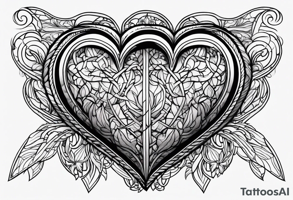 Heart made of rope tattoo idea
