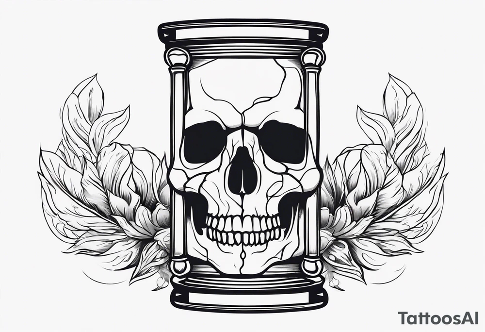 Hour glass skull on bottom tattoo idea