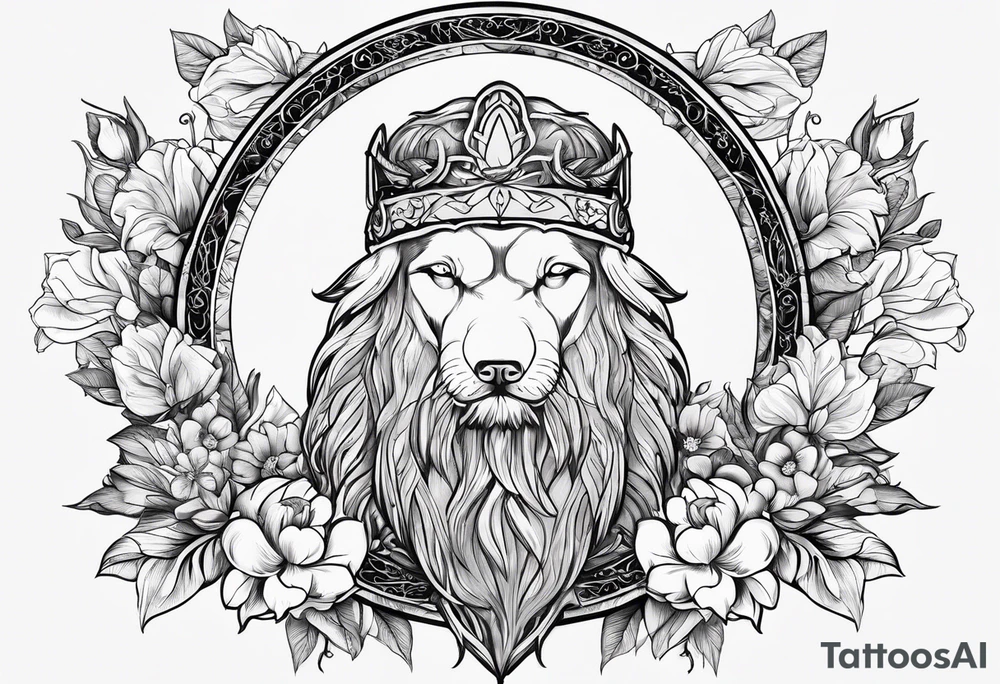 The name “odin” in script cursive with April birth flowers placed nicely through it and a dogs nose print at the end tattoo idea