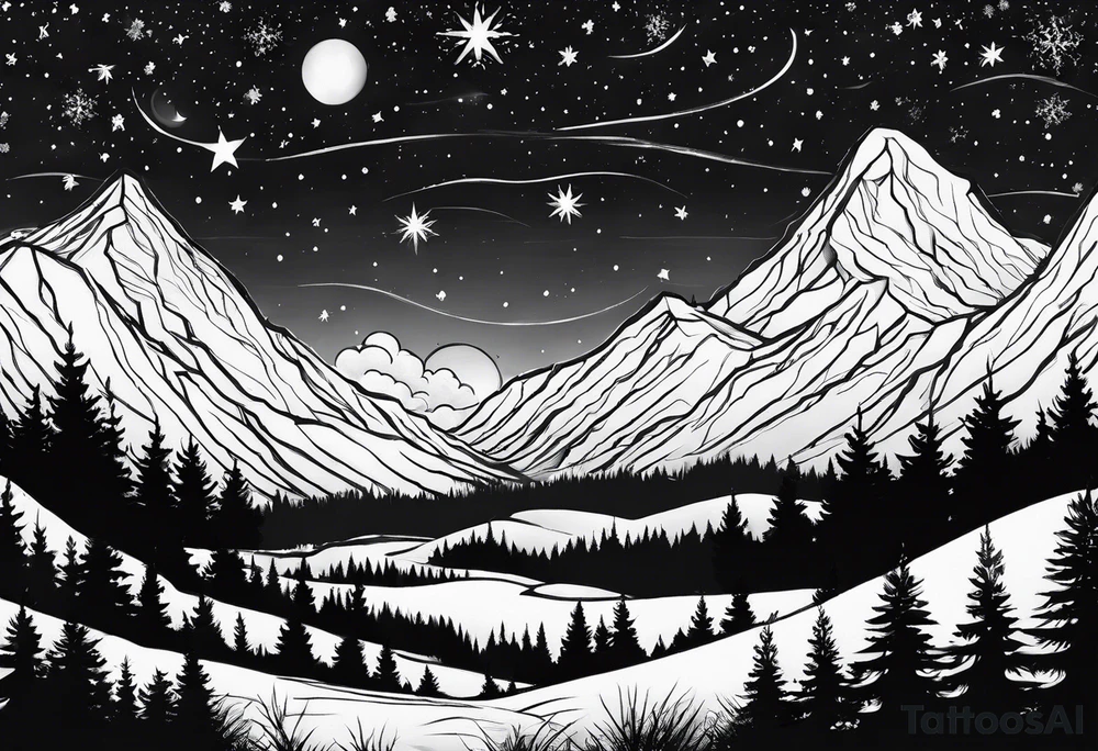 Winter night sky tattoo idea