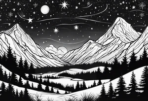 Winter night sky tattoo idea