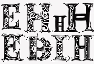 combine the letters E and H with tribal pattern tattoo idea