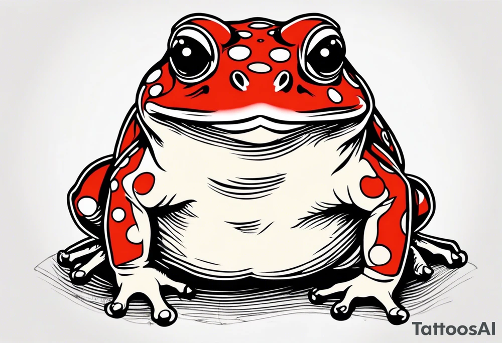 Toad in a child’s hand tattoo idea