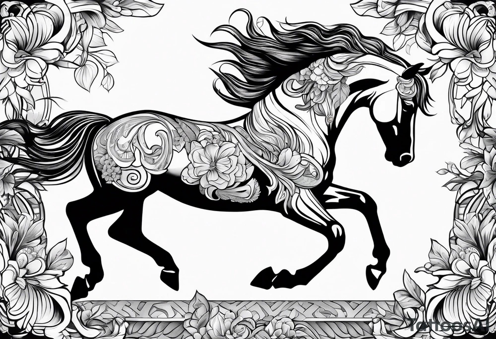 Linework horse tattoo idea