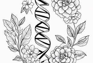 simple minimalist dna with floral elements tattoo idea