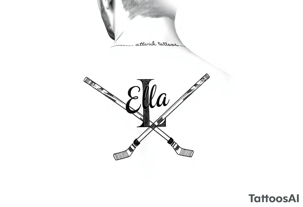 Ella with hockey sticks for L tattoo idea