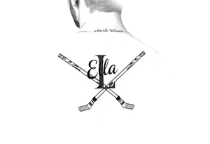 Ella with hockey sticks for L tattoo idea