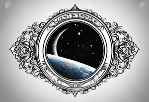 I want the name "Drew" with a space background tattoo idea
