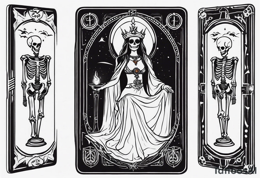 High priestess skeleton tarot card tattoo idea