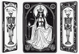 High priestess skeleton tarot card tattoo idea