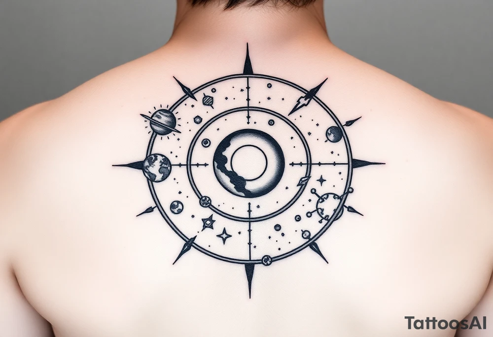 Solar system tattoo with constellations tattoo idea