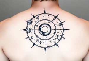 Solar system tattoo with constellations tattoo idea