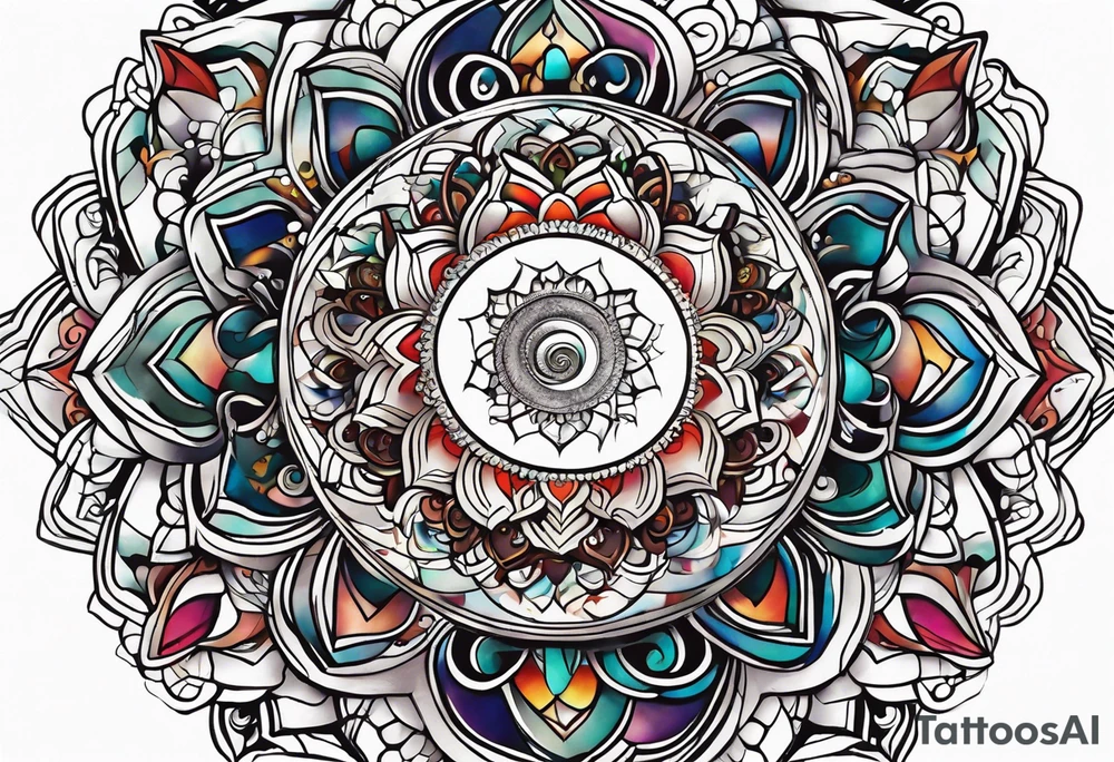 Side of the neck geometric earthly spiral chakra, spiritual for the side of the neck om tattoo idea