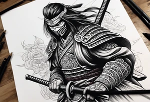 Masked Samurai holding a sword tattoo idea