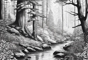 Woodland scene tattoo idea