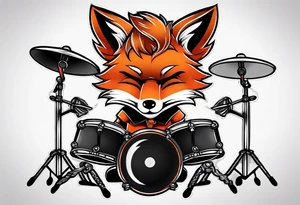 Evil fox playing drums tattoo idea