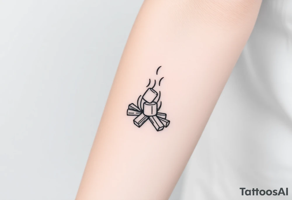 Bonfire with marshmallow tattoo idea