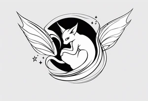 A fairy with a tail inspired by the Fairy Tail anime guild logo tattoo idea